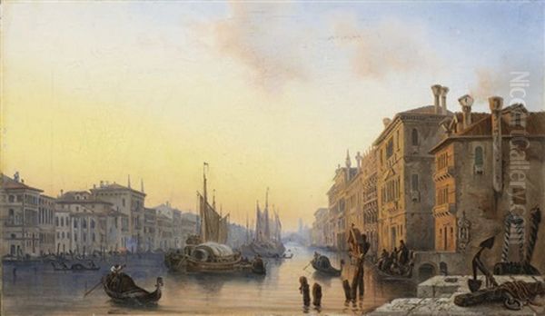 Venise, L'entree Du Canal, Vue Sur Le Rialto by Auguste-Etienne-Francois Mayer