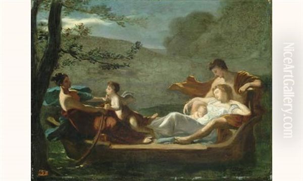 Le Reve Du Bonheur Ou La Barque Oil Painting by Constance (Marie Francoise C. La Martiniere) Mayer