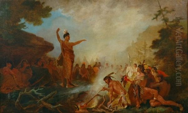 Indian Powwow At The Treaty Of Traverse Des Sioux Oil Painting by Francis Blackwell Mayer