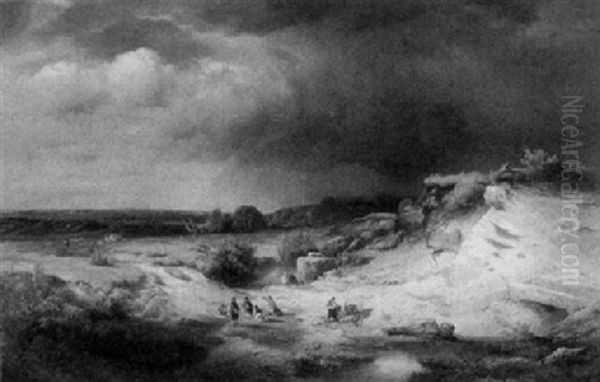 Alpenvorland Bei Aufziehendem Gewitter Oil Painting by Friedrich (Der Rote) Mayer