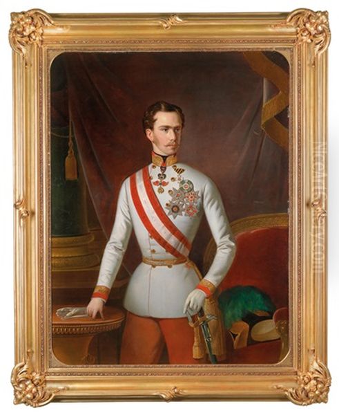 Kaiser Franz Joseph I. Von Osterreich Und Kaiserin Elisabeth (2 Works) Oil Painting by Johann Nepomuk Mayer