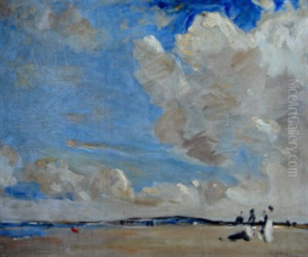 Beach Oil Painting by William Frederick Mayer