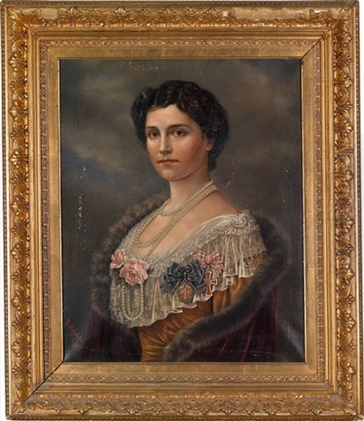 Kaiserin Zita Von Osterreich Oil Painting by Th. Mayerhofer