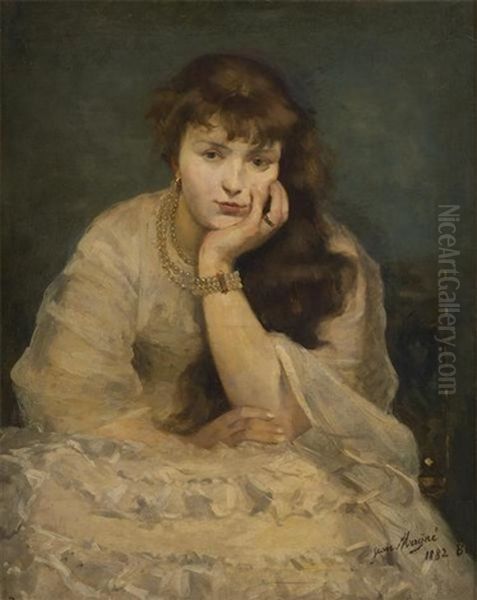 Jeune Fille A La Parure De Perles Oil Painting by Jean Mayne