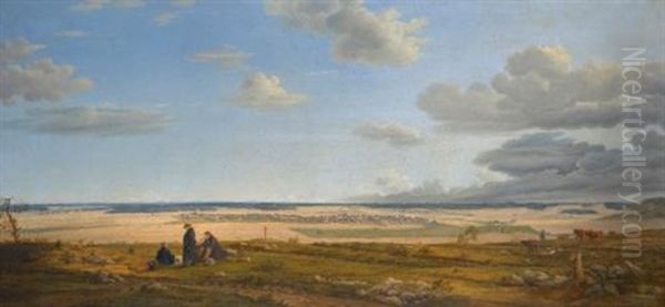 Oberschwabisches Panorama Mit Langenenslingen Im Hintergrund (view Of Langenenslingen In Upper Swabia) Oil Painting by Franz von Paula Mayr