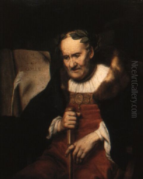 A Classical Poet (homer?) Oil Painting by Johann Ulrich Mayr