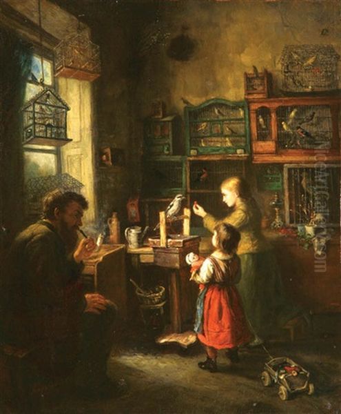 The Bird Seller Oil Painting by Josef Mayr