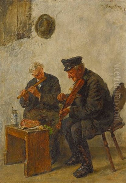 Zwei Alte Musikanten Oil Painting by Carl Mayr-Graetz