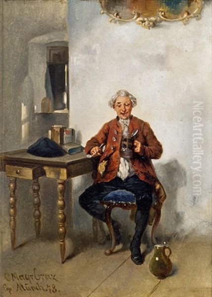 Ein Guter Tropfen Oil Painting by Carl Mayr-Graetz