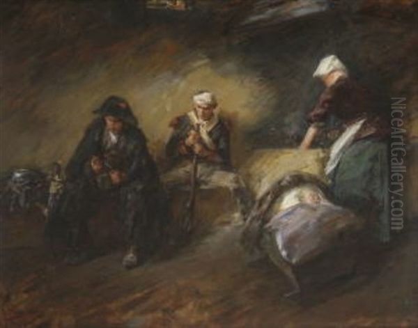 Zwei Napoleonische Soldaten Im Burgerquartier Oil Painting by Carl Mayr-Graetz