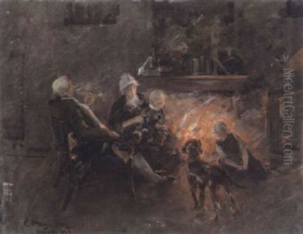 Am Kamin Oil Painting by Carl Mayr-Graetz