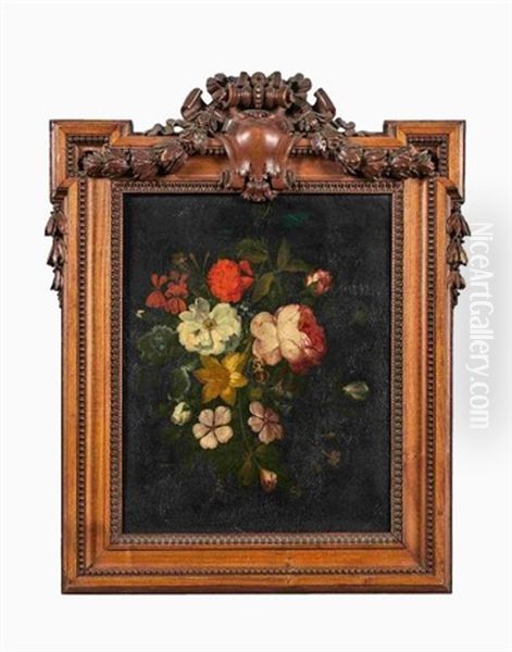 Bouquet De Fleurs Et Insectes Oil Painting by Johann Nepomuk Mayrhofer