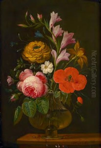 Blumenstillleben Oil Painting by Johann Nepomuk Mayrhofer