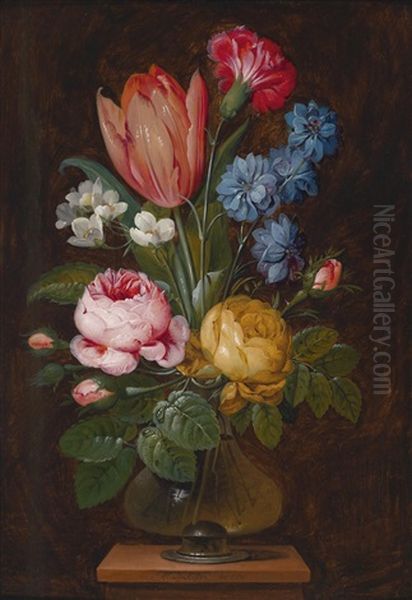 Blumenstillleben Oil Painting by Johann Nepomuk Mayrhofer