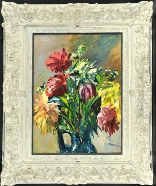 Sommerblumenstraus In Vase Oil Painting by Max Mayrshofer