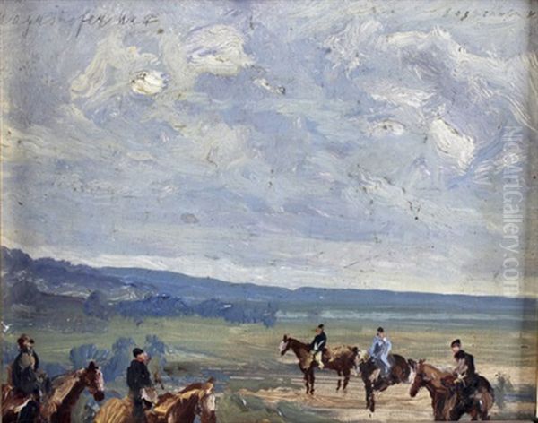 Reiter In Weiter Bayerischer Landschaft Oil Painting by Max Mayrshofer