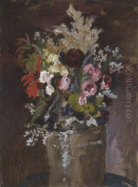 Blumenstraus In Einer Vase Oil Painting by Max Mayrshofer