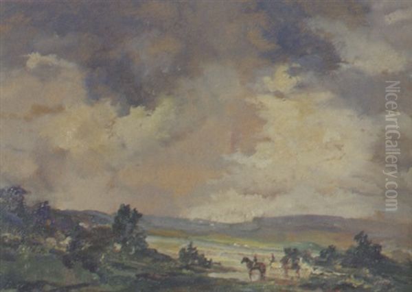 Weite Landschaft Mit Reitern by Max Mayrshofer