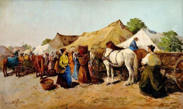 Na Trhu Oil Painting by Bela Bertalan Gutahazy Nemeth