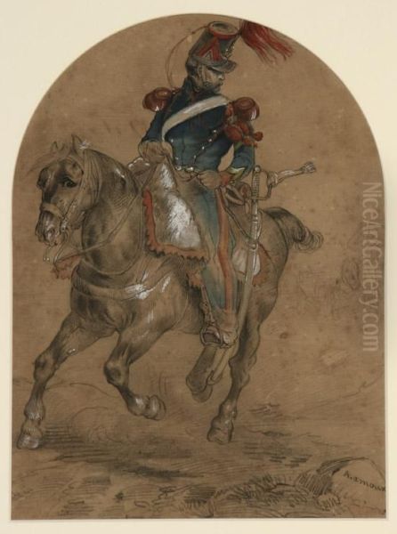 An Officer On Horseback Oil Painting by Bertall