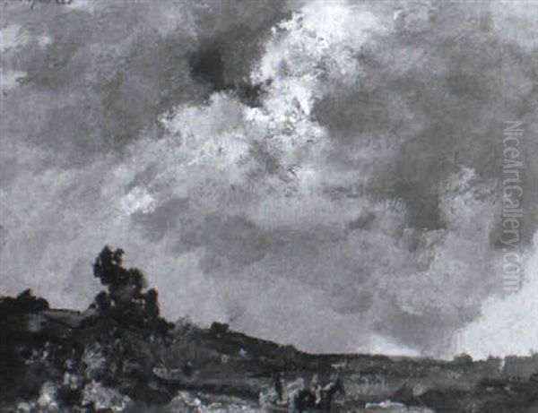 Zwei Reiter In Landschaft Oil Painting by Max Mayrshofer