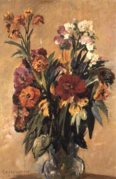 Blumen (vase Mit Blumenstraus) Oil Painting by Max Mayrshofer