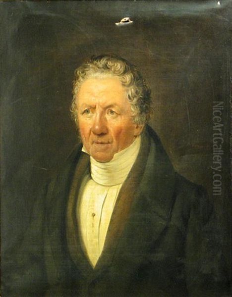 A Portrait Of Zacharias Ofverberg, Half-length Oil Painting by Carl Petter Mazer