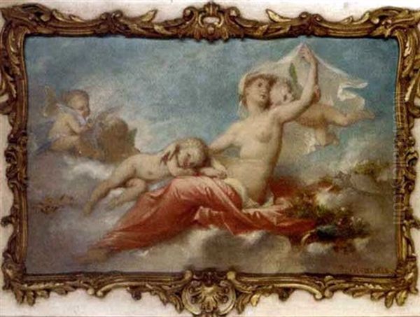 An Allegory Of Love Oil Painting by Alexis Joseph Mazerolle