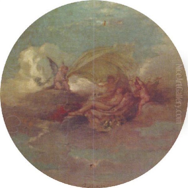 Les Anges Recouvrant La Nudite Oil Painting by Alexis Joseph Mazerolle