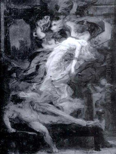 Orestes And The Furies Oil Painting by Alexis Joseph Mazerolle