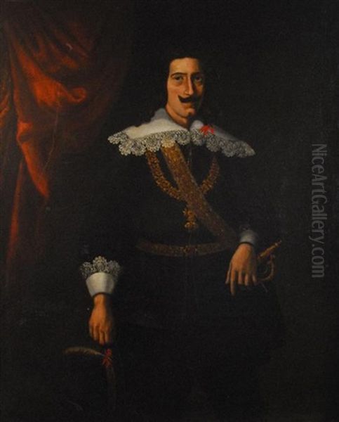 Gentleman Wearing The Golden Fleece Oil Painting by Juan Bautista Martinez del Mazo