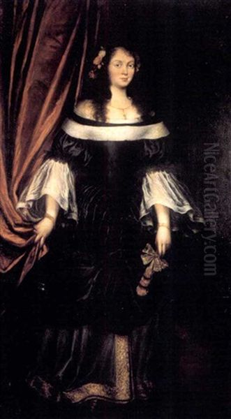 Portrait De Jeune Femme En Pied Vetue D'une Robe Noire Oil Painting by Juan Bautista Martinez del Mazo