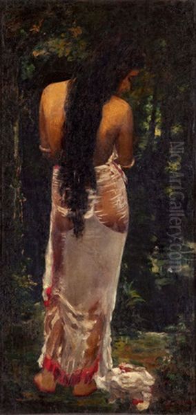 After Bath Oil Painting by Hemen Mazumdar