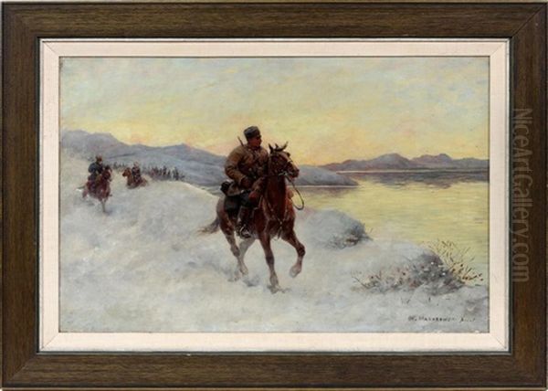 Cavalry Oil Painting by Viktor Vinkentevich Mazurovsky