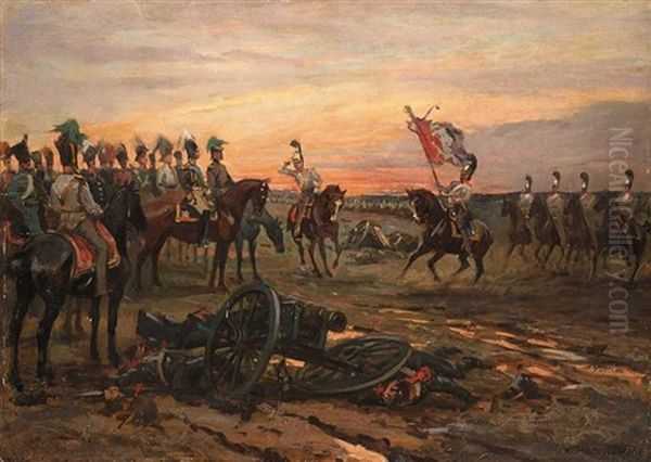 After The Battle Oil Painting by Viktor Vinkentevich Mazurovsky