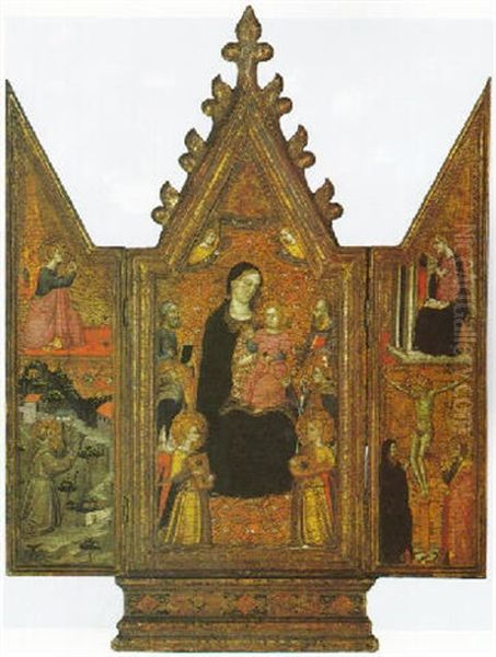 The Madonna And Child Enthroned With Four Saints And Angels Oil Painting by Tommaso del Mazza (Master of Santa Verdiana)