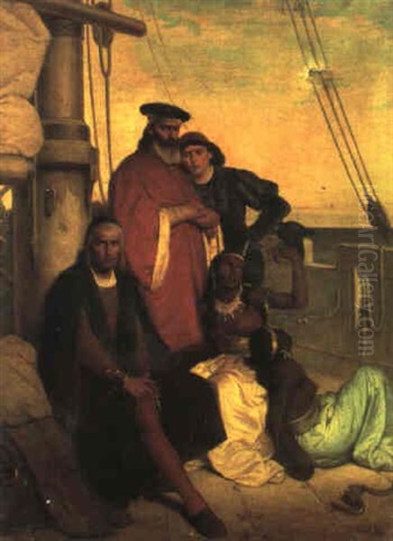 Il Ritorno Di Colombo Dalle Americhe Oil Painting by Giuseppe Mazza