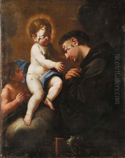 Sant'antonio Con Bambino E San Giovannino Oil Painting by Ludovico Mazzanti