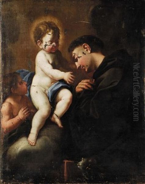 Sant'antonio Con Bambino E San Giovannino Oil Painting by Ludovico Mazzanti