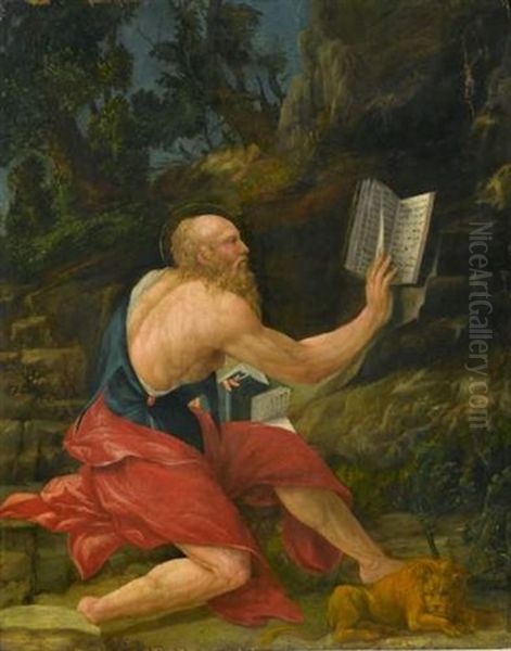 Saint Jerome Oil Painting by Girolamo Mazzola Bedoli