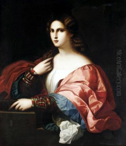 La Bella (after Palma Vecchio) Oil Painting by Giuseppe Mazzolani