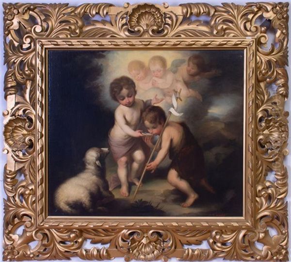 The Christ Child And St. John Oil Painting by Giuseppe Mazzolini