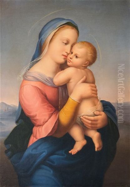 Madonna And Child Oil Painting by Giuseppe Mazzolini