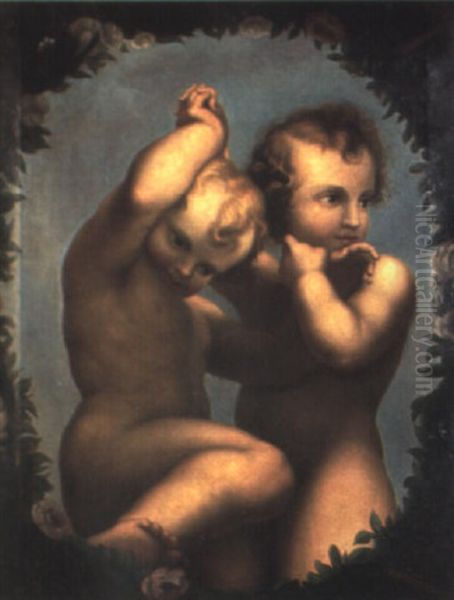 Putti Oil Painting by Giuseppe Mazzolini