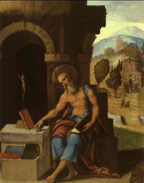 St. Jerome In Prayer Oil Painting by Ludovico Mazzolino