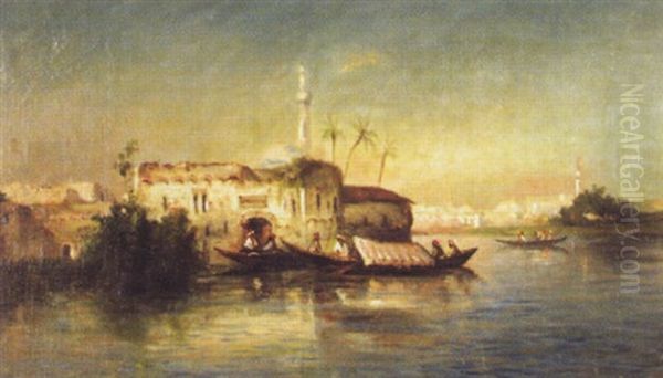 Capriccio Einer Orientalischen Stadt Oil Painting by Domenico Mazzoni