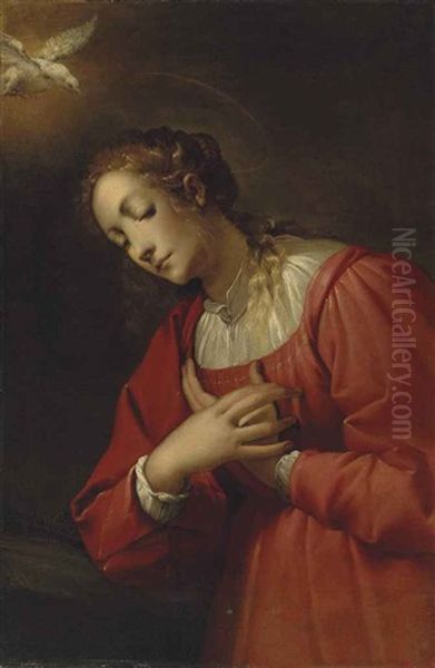 The Virgin Annunciate Oil Painting by Pier Francesco (il Morazzone) Mazzuchelli