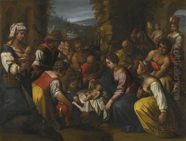 The Adoration Of The Shepherds Oil Painting by Giuseppe Mazzuoli