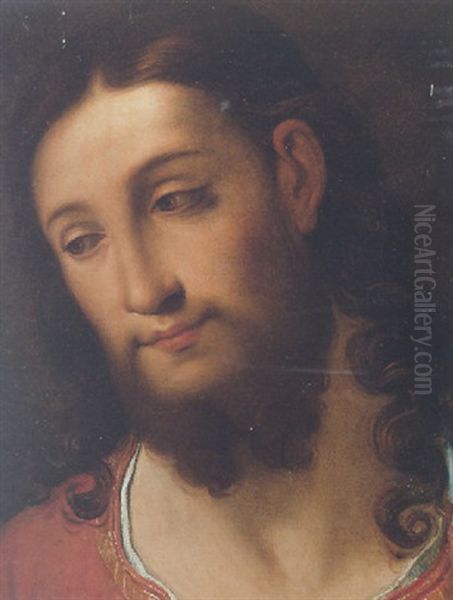 The Head Of Christ Oil Painting by Giuseppe Mazzuoli