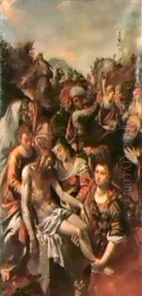 La Pieta Ed Altre Scene In Un Paesaggio Oil Painting by Giuseppe Mazzuoli